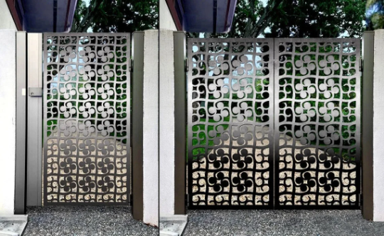 Laser Cut Artistic Floral Design Metal Side Walk Gate | Modern Fabrication Metal Yard Gate| Made in Canada – Model # 836