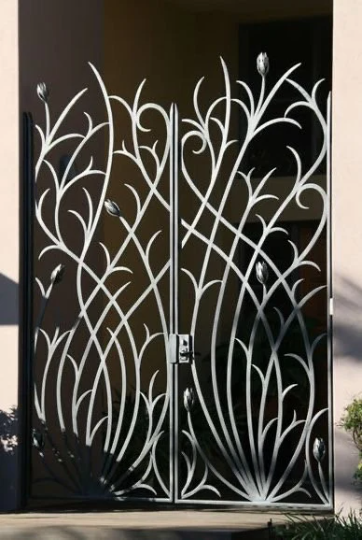 Stunning Laser Cut Abstract Design Tulip Metal Garden Gate | Custom Fabrication Entry Metal Gate | Made in Canada– Model # 841
