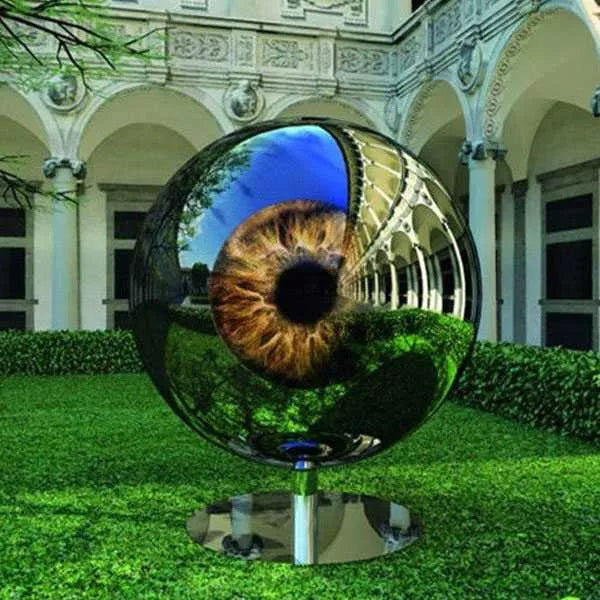 Modern Mirror Polished Stainless Steel Eyeball Sculpture Model # MSC1317