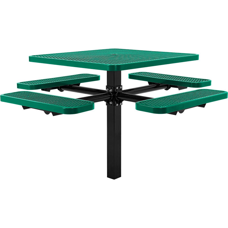 Square Picnic Table In Ground Mount Expanded Metal | Picnic Table & Seat |  Model PT194