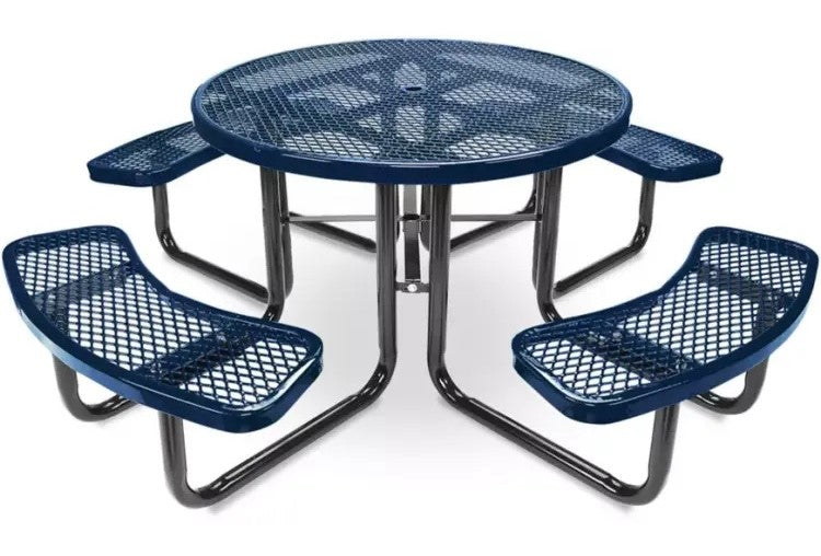 Conventional Round Steel Picnic Stationary Mount Table Picnic Table & Seat - Model PT189