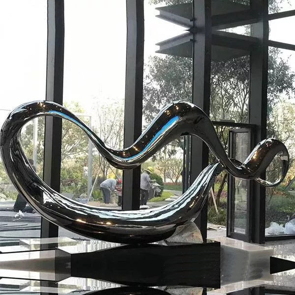 Contemporary Stainless Steel Mirror Abstract Sculpture Model # SSS1230