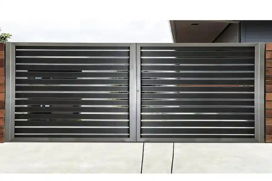 Modern Parallel Bars Design Driveway Gate | Elegant Heavy Duty Metal Entrance Gate | Made in Canada – Model #069