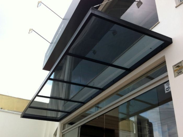 Steel Awnings with clear polycarbonate - Custome Sizes and Shapes - Made in Canada - Model # WA891