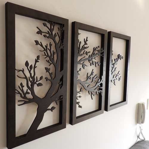 Triptych Painting Openwork In Metal Tree Painting - Tree Triptych  | Laser Cut Art | Made in Canada - Model # WD909