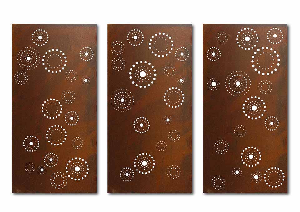 Fireworks Screen Triptych Laser Cut Design | Wall Decorative Panels | Metal Art Accent - Model # WD911