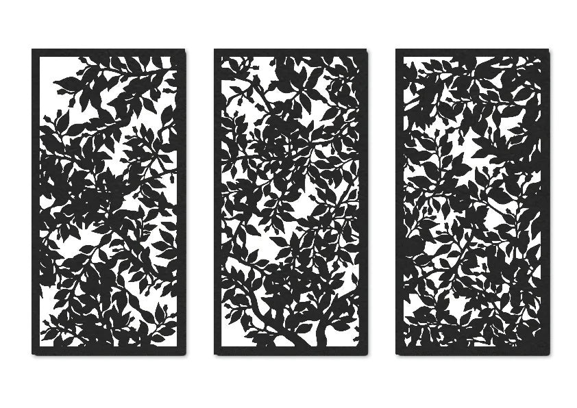 Banksia Enlarge Triptych Laser Cut Design | Wall Decorative Panels | Metal Art Accent - Model # WD912