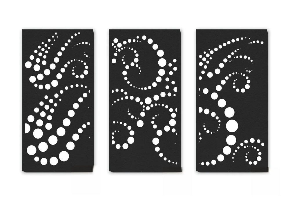 Bubble Wave Triptych Laser Cut Design | Wall Decorative Panels | Metal Art Accent - Model # WD913
