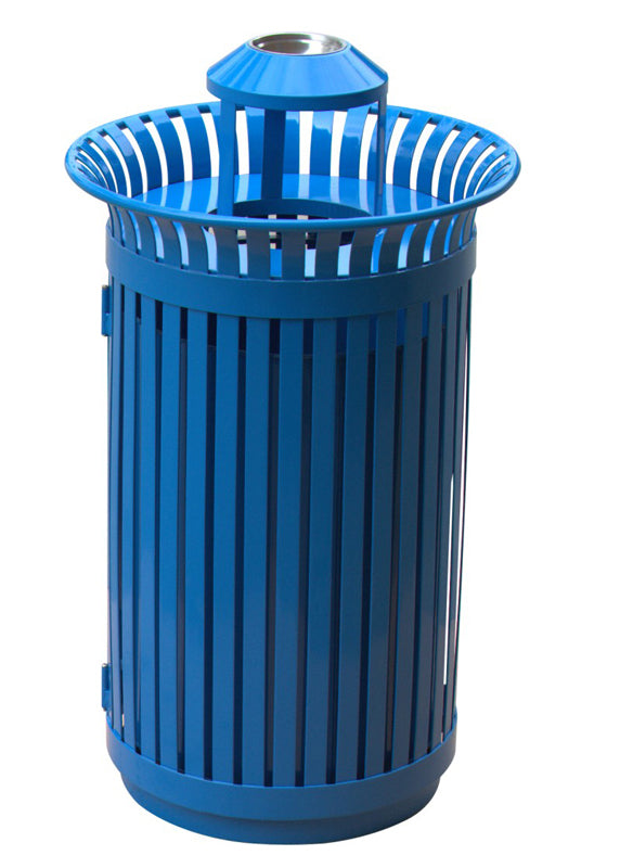 Large Garden Thermoplastic-Coated Expanded Steel Trash Bin - Model WR226