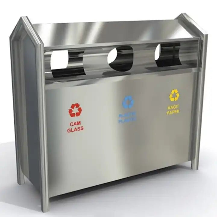 Stainless Steel Three and Two Compartment Recycle Bin | Model WR199