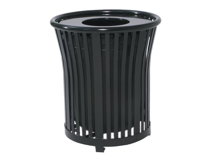 Metal Outdoor Slatted Steel Trash - one Compartment Recycling / Trash Receptacle - Model WR204