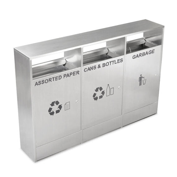 Stainless Steel Three and Two Compartment Recycle Bin | Model WR213