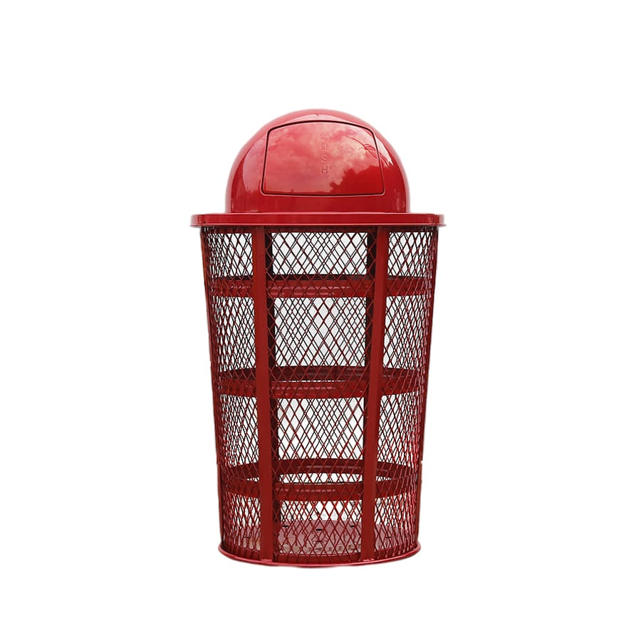 Metal Outdoor Diamond Steel Trash Can With Dome Lid, 45 Gallon - Model WR228