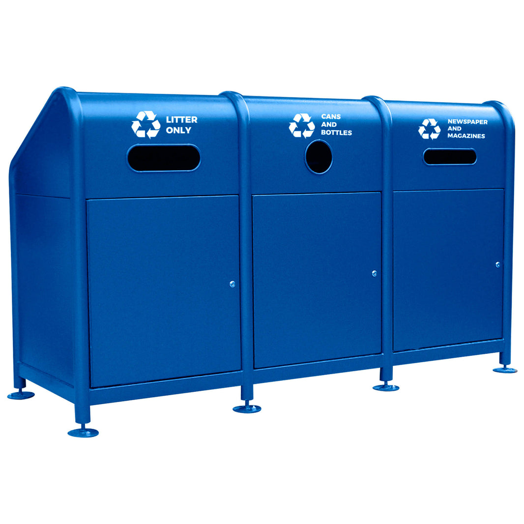 Steel Recycling Station | Three or Two Compartment Bins | Model WR224