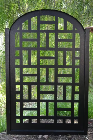 Simple &amp; Beautiful Rectangular Pattern Metal Pool Gate | Custom Fabrication Laser Cut Metal Garden Gate |– Made In Canada – Model # 047