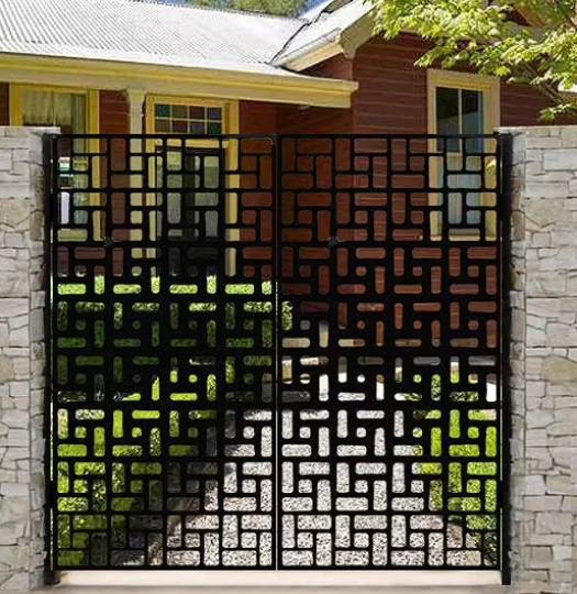 Stunning Geometric Design Laser Cut Metal Gate | Beautiful Decorative Metal Back Yard Gate | Made in Canada– Model # 026