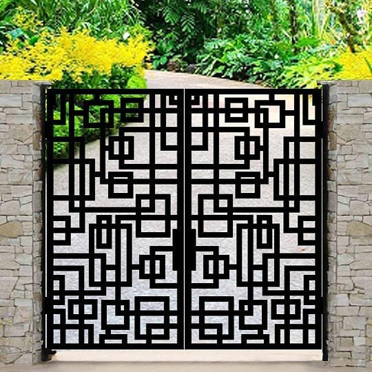 Beautiful Intricate Maze Design Metal Garden Gate | Unique Custom Fabrication Metal Backyard Gate | Made in Canada – Model # 045