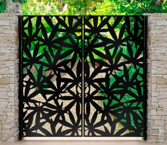 3D Laser Cut Decorative Leaf Pattern Metal Back Yard Gate| Gorgeous Fabricated Metal Yard Side Gate | Made in Canada – Model # 290